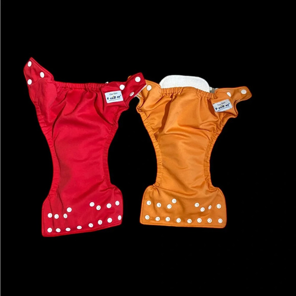 FuzziBunz One‎ Size Reusable Diapers 2 Pack Red Orange with Inserts - Picture 1 of 3